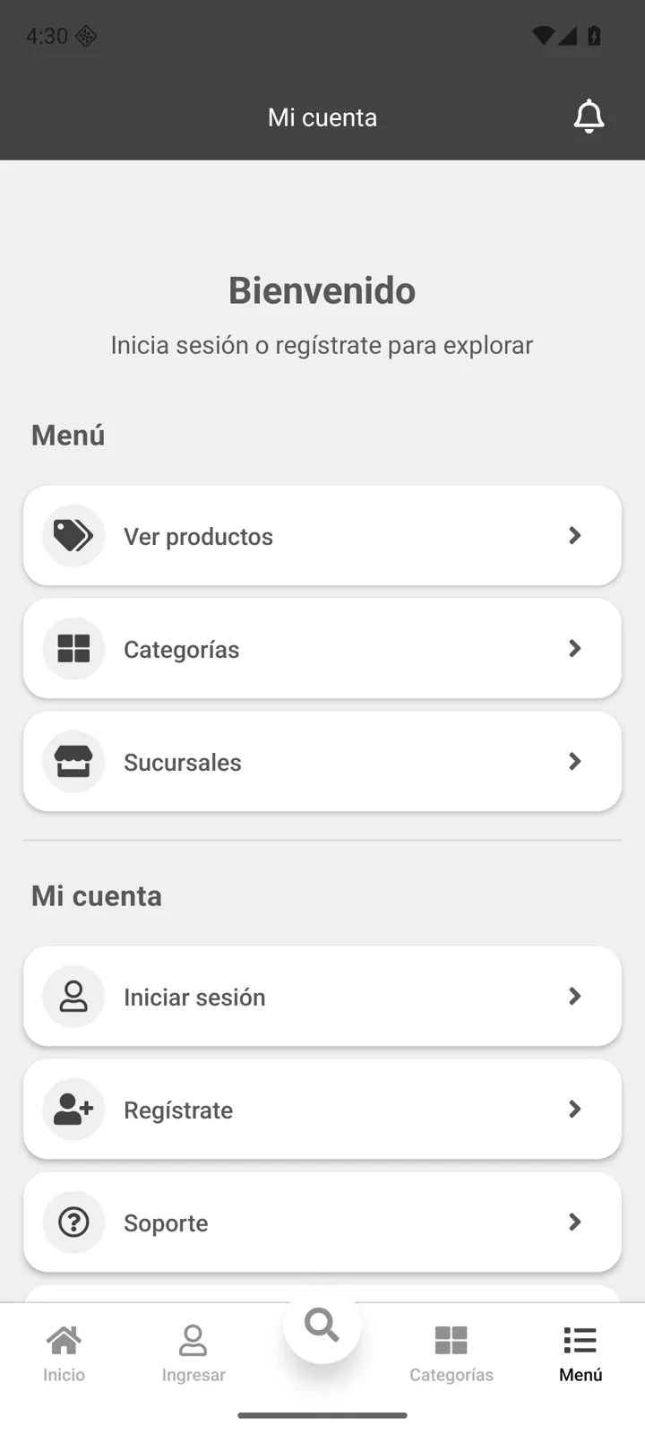 Menú local de Verdulería VT para visitantes