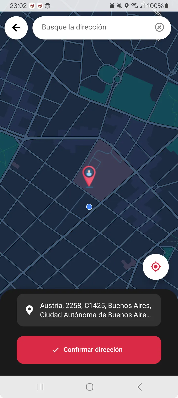 Dirección en el mapa: Ubicación de entrega confirmada en el mapa.